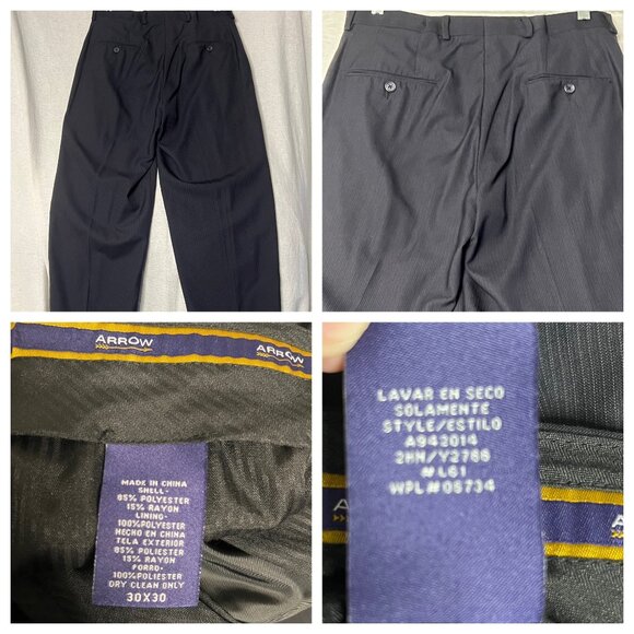 Arrow Men's 2-Piece Pinstripe Suit Navy 36S Classic Fit Jacket & Pants 30 x 30 - Picture 11 of 16